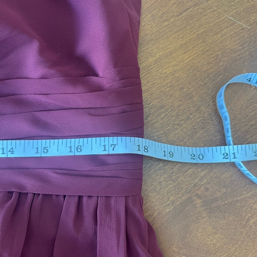 Azazie Natasha Chiffon full length A-line dress in Cabernet - Picture 9 of 16